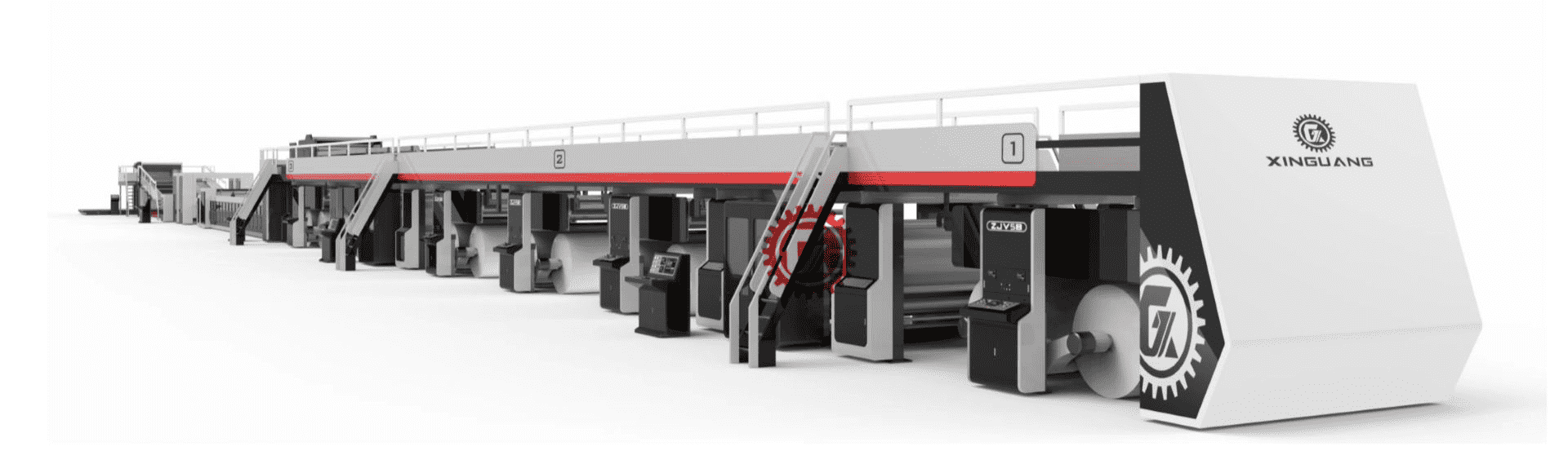 Corrugated paperboard production line makes paper reel into paperboards